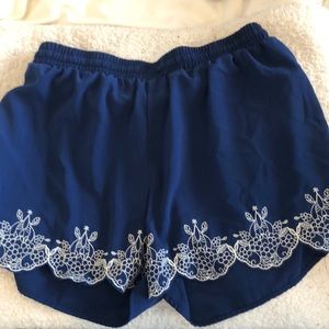 Navy and white patterned shorts